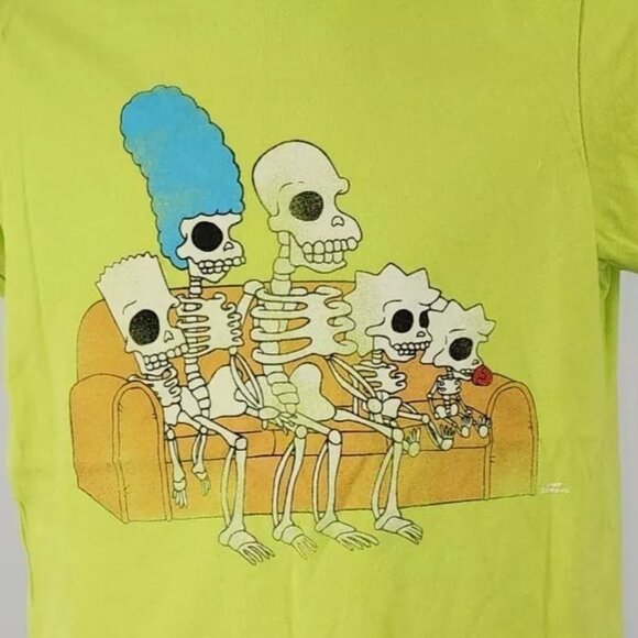 The Simpson Kids Tree House of Horror Halloween Skeleton T-shirt Neon Green S - Picture 5 of 6